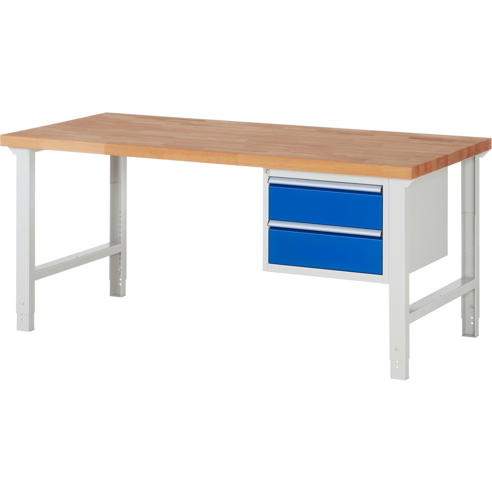 Numéro de l'image du produit 1: RAU Établi série 7000, 1 caissons, HxlxP 790-1 140 x 2 000 x 900 mm, 2 tiroirs extractibles à 90 % 2 x 180 mm