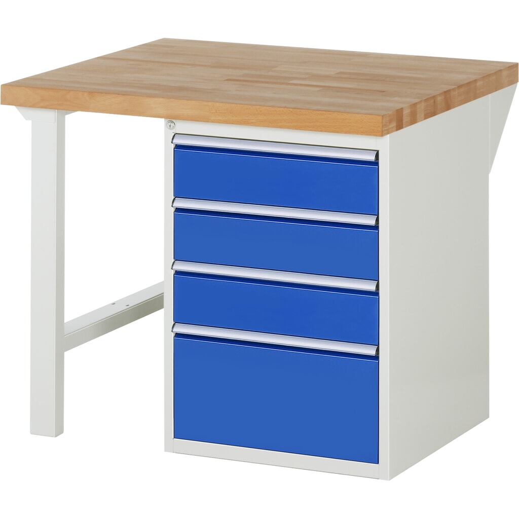 N° de l'image du produit 1 : RAU Établi série 7000, HxlxP 890 x 1 000 x 900 mm, 1 caisson sous plateau à droite, avec 4 tiroirs