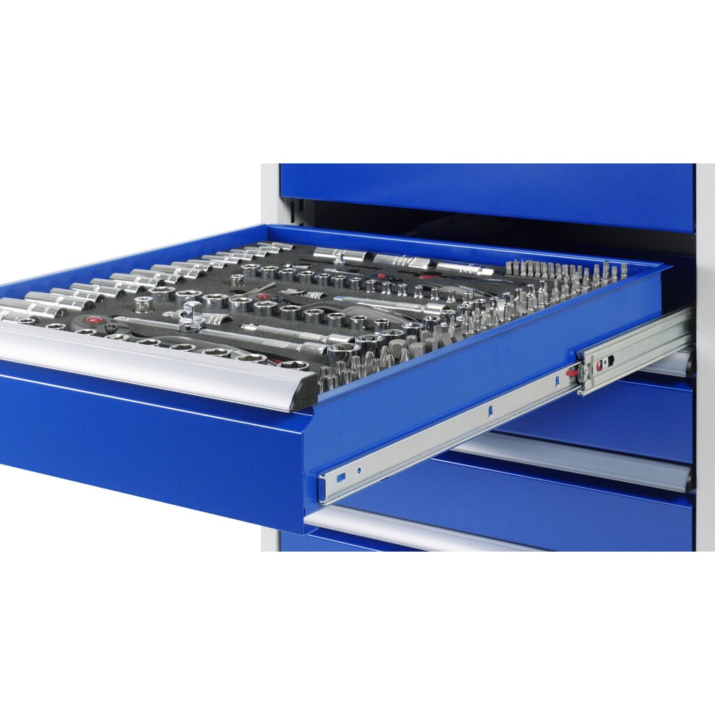 N° de l'image du produit 9 : RAU Établi série 8000 avec rouleur abaissable, 2 caissons, HxlxP 880 x 1 000 x 700 mm, 5 tiroirs 2 x 90 mm, 3 x 120 mm