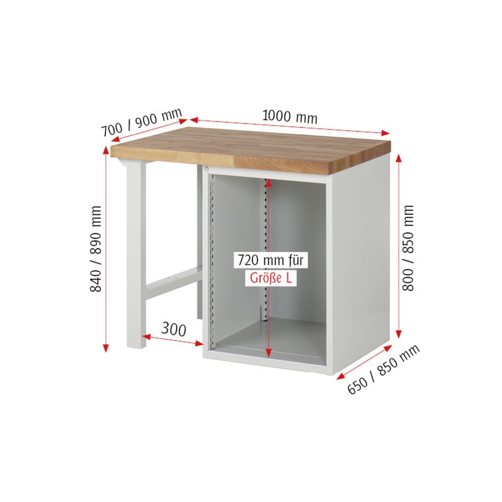 N° de l'image du produit 6 : RAU Établi série 7000, 1 caisson, HxlxP 890 x 1 000 x 700 mm, 7 tiroirs extractibles à 90%, capacité de charge des tiroirs 100 kg