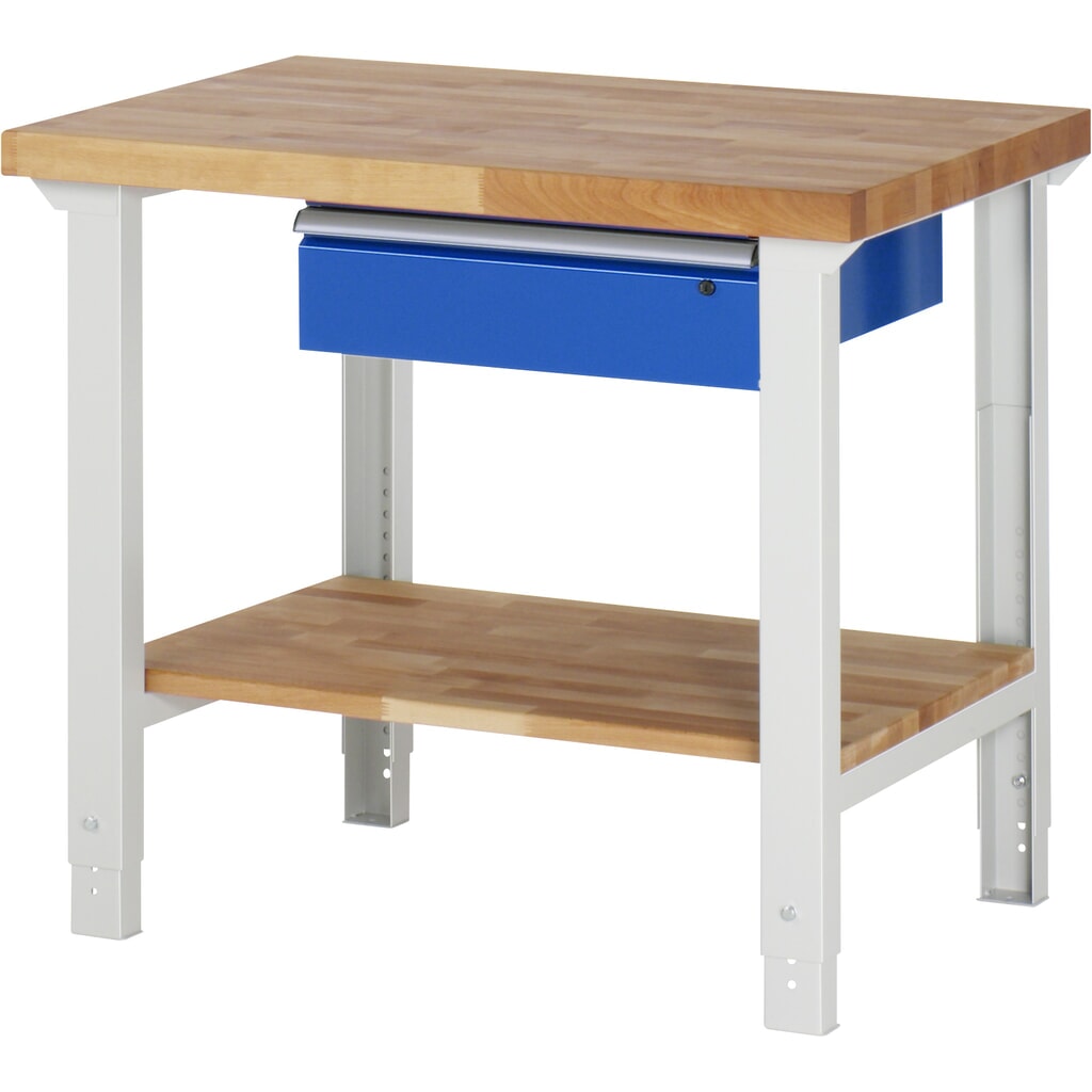 N° de l'image du produit 1 : RAU Établi série 7000, HxlxP 790-1 140 x 1 000 x 700 mm, tablette inférieure, avec 1 tiroir à droite