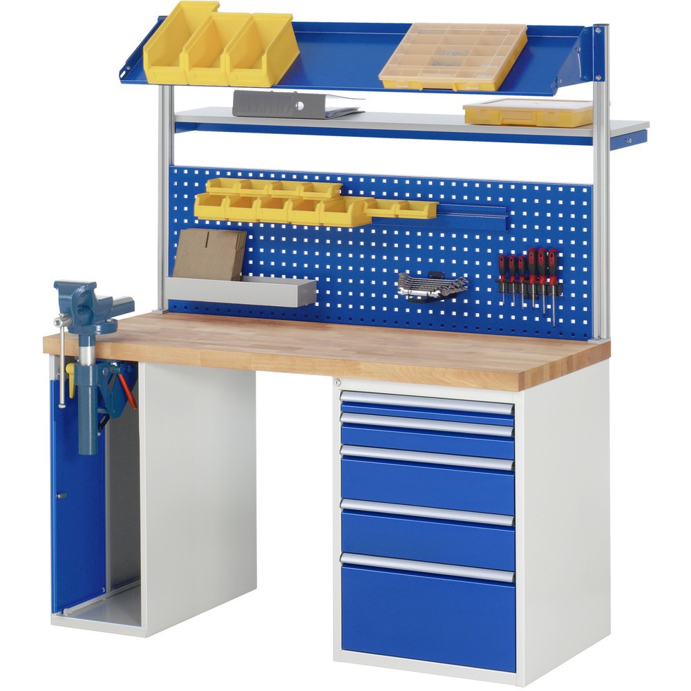Numéro de l'image du produit 5: RAU Établi série 7000, 2 caissons, HxlxP 890 x 1 500 x 900 mm, 4 tiroirs extractibles à 100%, capacité de charge des tiroirs 75 kg
