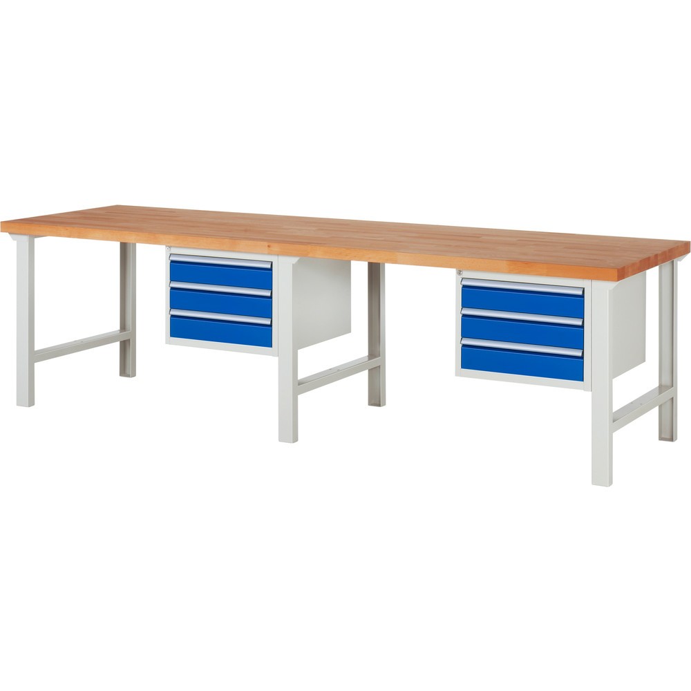 Numéro de l'image du produit 1: RAU Établi série 7000, 2 caissons, HxlxP 840 x 3 000 x 900 mm, 6 tiroirs extractibles à 90 % 6 x 120 mm