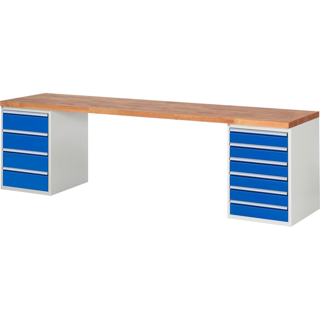 Illustration du produit: RAU Établi série 7000, 2 caissons, HxlxP 840 x 3 000 x 700 mm, 10 tiroirs 6 x 120 mm, 4 x 180 mm