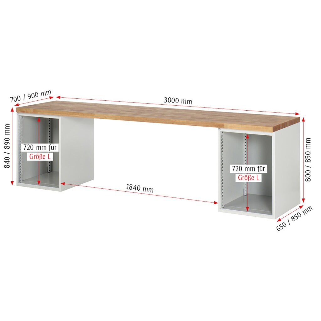 RAU Établi série 7000, 2 caissons, HxlxP 840 x 3 000 x 700 mm, 10 tiroirs 6 x 120 mm, 4 x 180 mm N° de l'image du produit 6 : RAU Établi série 7000, 2 caissons, HxlxP 840 x 3 000 x 700 mm, 10 tiroirs 6 x 120 mm, 4 x 180 mm