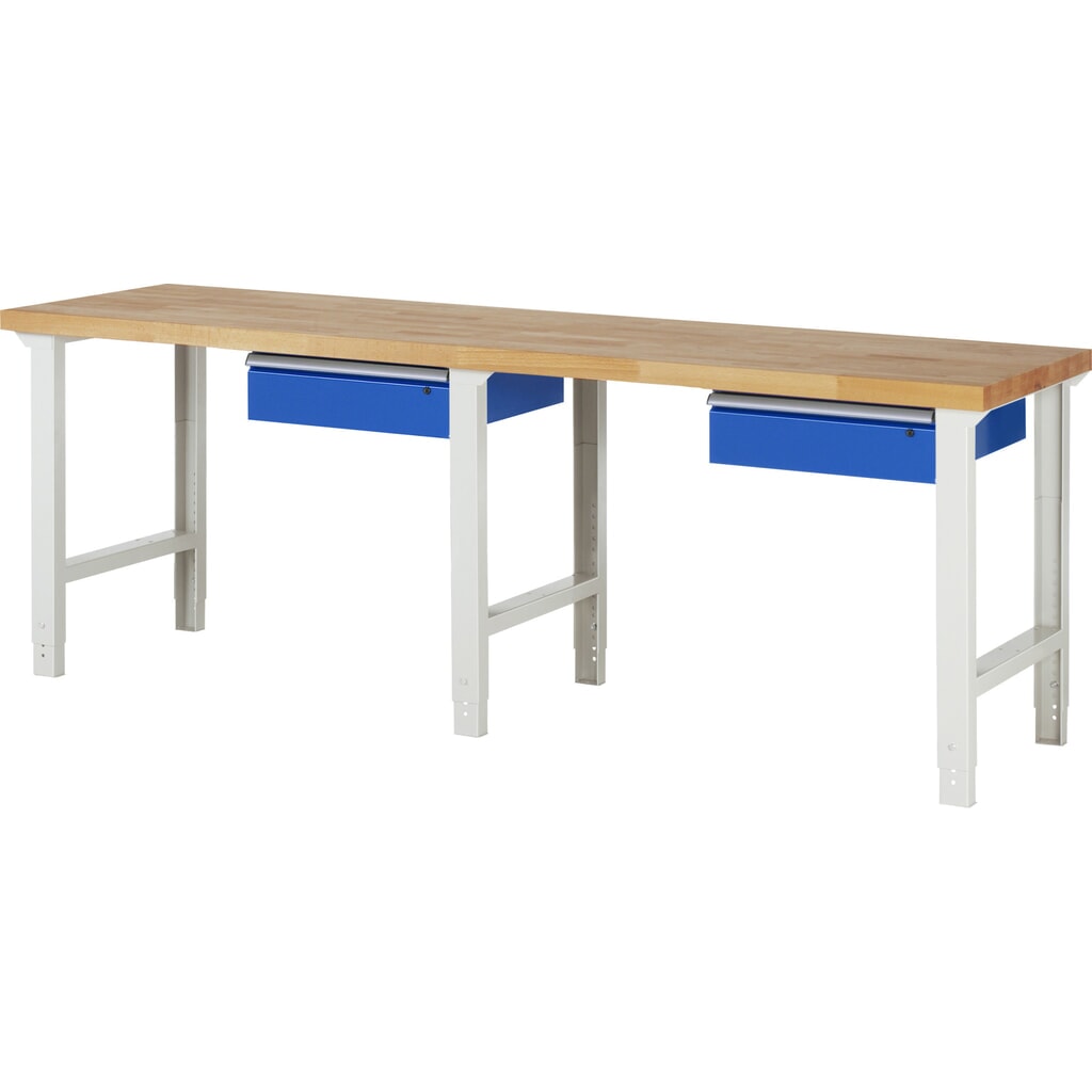 Illustration du produit: RAU Établi série 7000, HxlxP 790-1 140 x 2 500 x 700 mm, avec 2 tiroirs