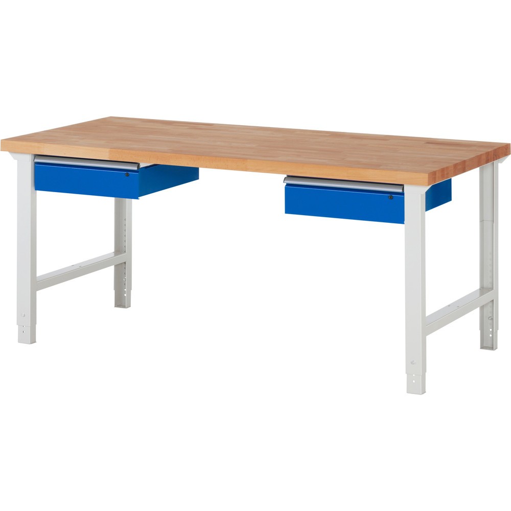 Illustration du produit: RAU Établi série 7000, HxlxP 790-1 140 x 2 000 x 900 mm, 2 tiroirs 2 x 150 mm