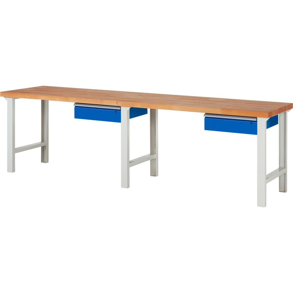 N° de l'image du produit 1 : RAU Établi série 7000, HxlxP 840 x 3 000 x 700 mm, 2 tiroirs 2 x 150 mm