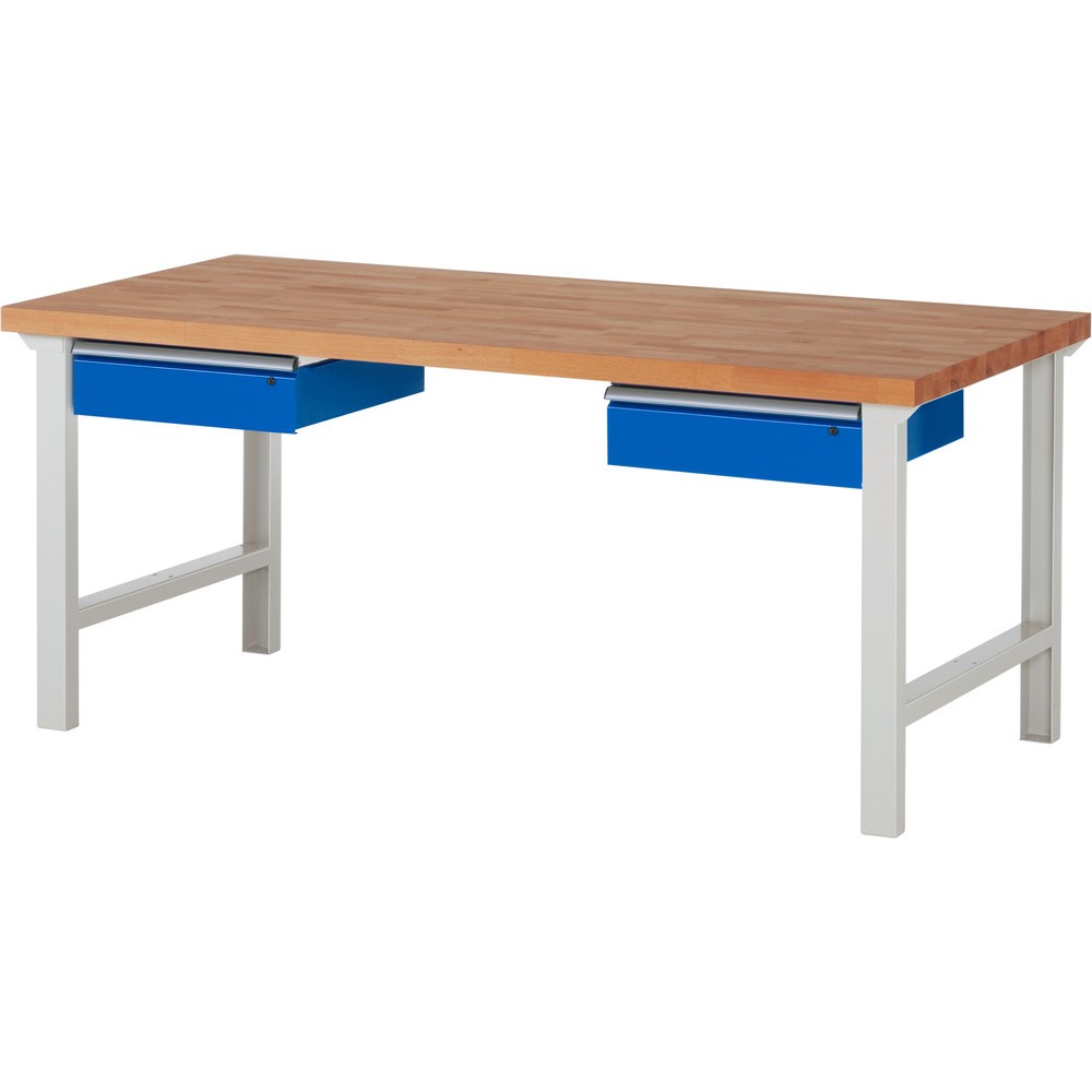 Illustration du produit: RAU Établi série 7000, HxlxP 840 x 2 000 x 900 mm, 2 tiroirs 2 x 150 mm