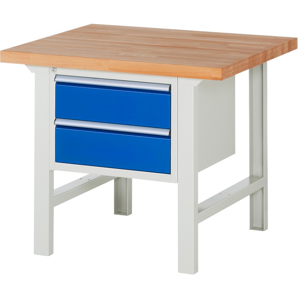 N° de l'image du produit 1 : RAU Établi série 7000, 1 caisson, HxlxP 840 x 1 000 x 900 mm, 2 tiroirs extractibles à 90 % 2 x 180 mm