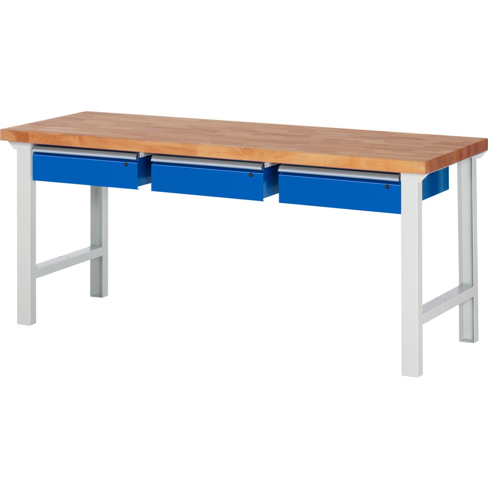 Numéro de l'image du produit 1: RAU Établi série 7000, HxlxP 840 x 2 000 x 700 mm, 3 tiroirs 3 x 150 mm, capacité de charge du tiroir 50 kg