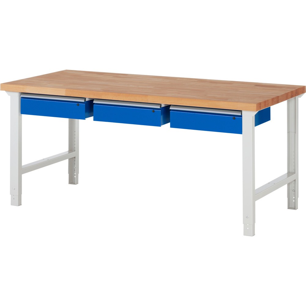 Numéro de l'image du produit 1: RAU Établi série 7000, HxlxP 790-1 140 x 2 000 x 900 mm, 3 tiroirs 3 x 150 mm, capacité de charge du tiroir 50 kg