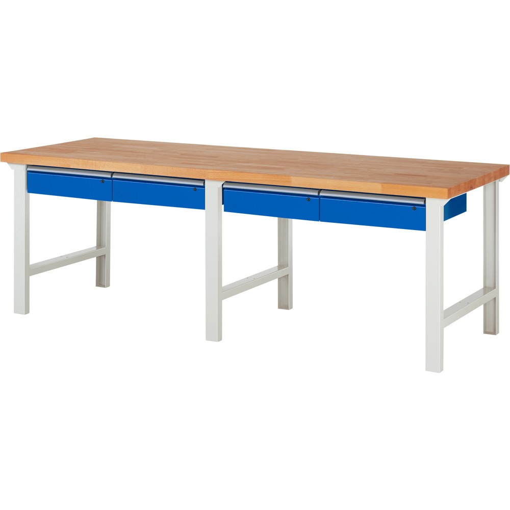 N° de l'image du produit 1 : RAU Établi série 7000, HxlxP 840 x 2 500 x 900 mm, 4 tiroirs 4 x 150 mm