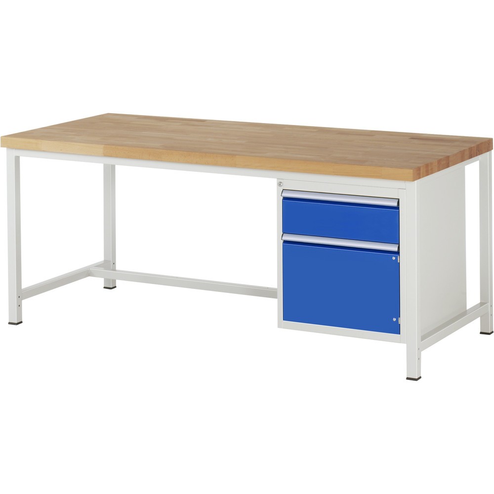 Numéro de l'image du produit 1: RAU Établi série 8000, 1 porte battante, HxlxP 840 x 2 000 x 900 mm, 1 tiroir, 1 porte battante
