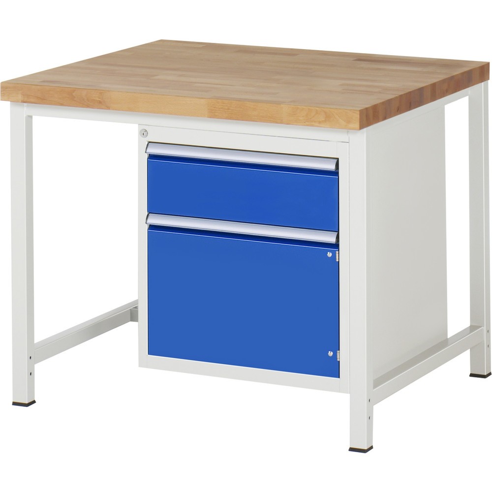 N° de l'image du produit 1 : RAU Établi série 8000, 1 porte battante, HxlxP 840-1 040 x 1 000 x 900 mm, 1 tiroir, 1 porte battante