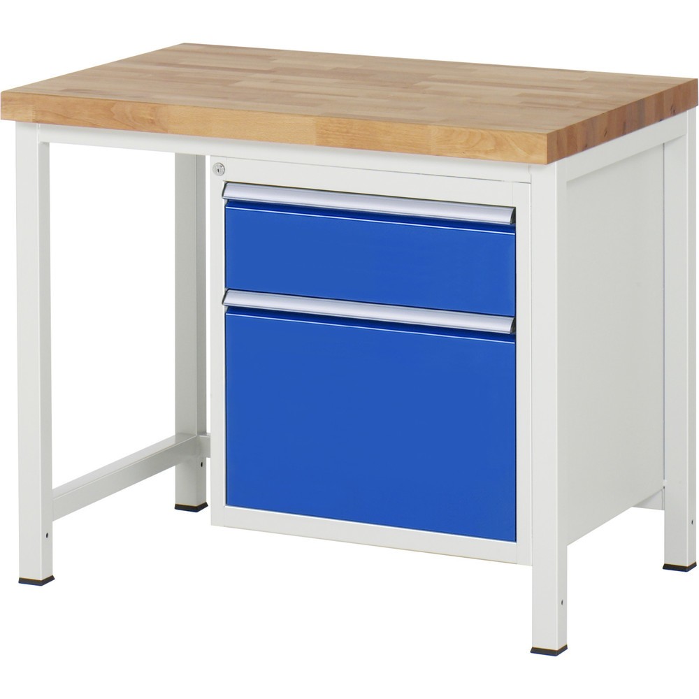Numéro de l'image du produit 1: RAU Établi série 8000, HxlxP 840-1 040 x 1 000 x 700 mm, 2 tiroirs extractibles à 100 % 1 x 180, 1 x 360 mm, capacité de charge des tiroirs 100 kg