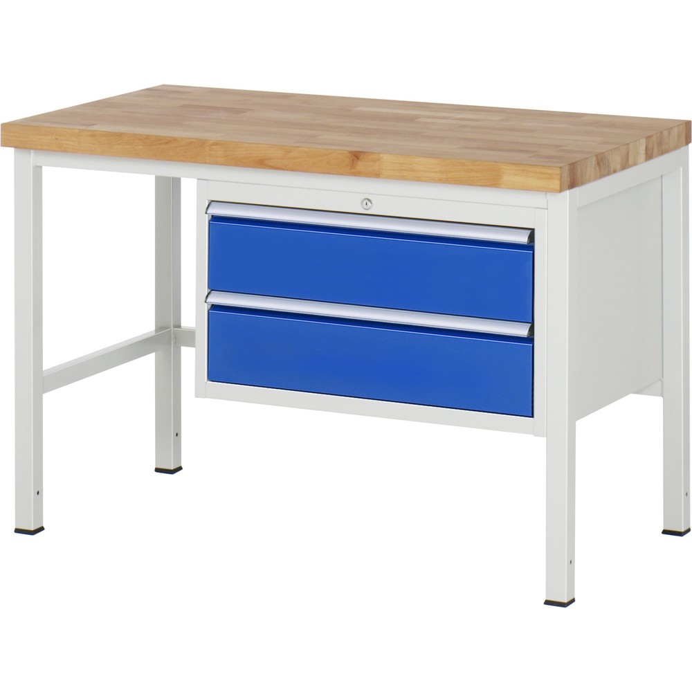 Numéro de l'image du produit 1: RAU Établi série 8000, HxlxP 840 x 1 250 x 700 mm, 2 tiroirs extractibles à 100 % 2 x 180 mm, capacité de charge des tiroirs 75 kg