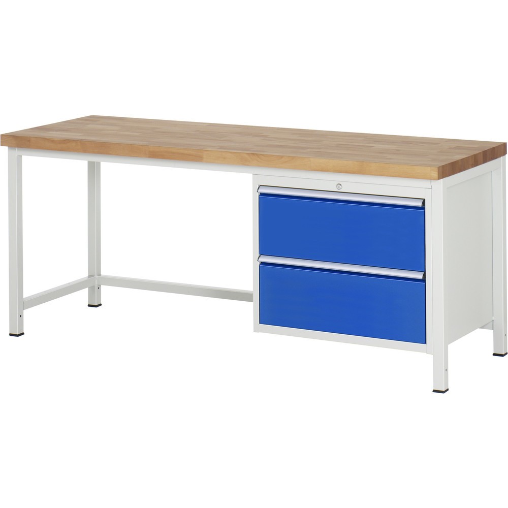 Numéro de l'image du produit 1: RAU Établi série 8000, HxlxP 840 x 2 000 x 700 mm, 2 tiroirs extractibles à 100 % 2 x 270 mm, capacité de charge des tiroirs 75 kg