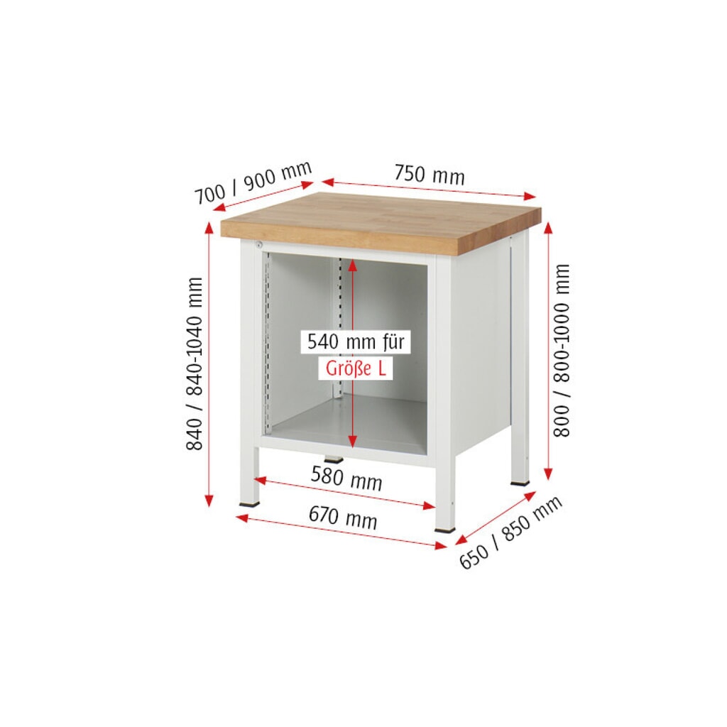 N° de l'image du produit 7 : RAU Établi série 8000, 1 porte battante, HxlxP 840 x 750 x 700 mm, 1 tiroir