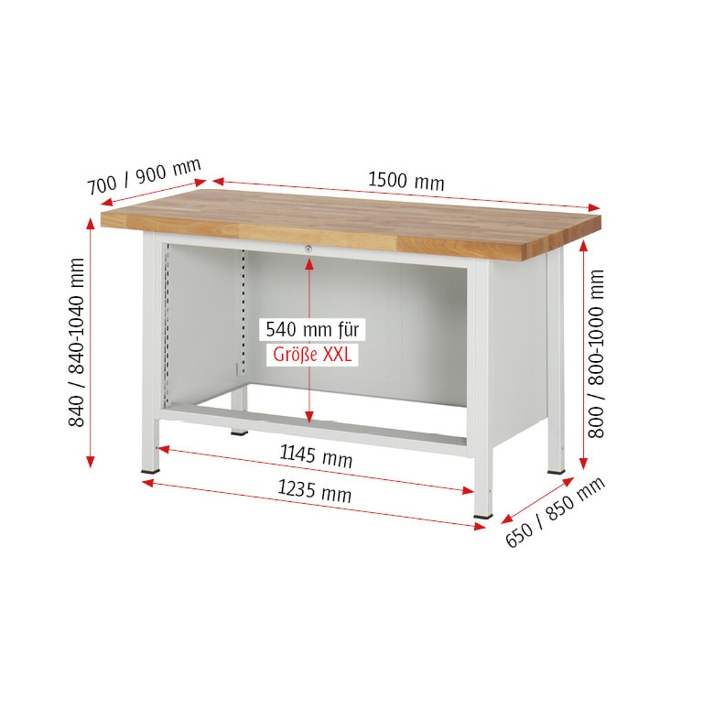 RAU Établi série 8000, HxlxP 840 x 1 500 x 900 mm, 5 tiroirs extractibles à 90 % 4 x 90, 1 x 180 mm, capacité de charge des tiroirs 50 kg N° de l'image du produit 6 : RAU Établi série 8000, HxlxP 840 x 1 500 x 900 mm, 5 tiroirs extractibles à 90 % 4 x 90, 1 x 180 mm, capacité de charge des tiroirs 50 kg