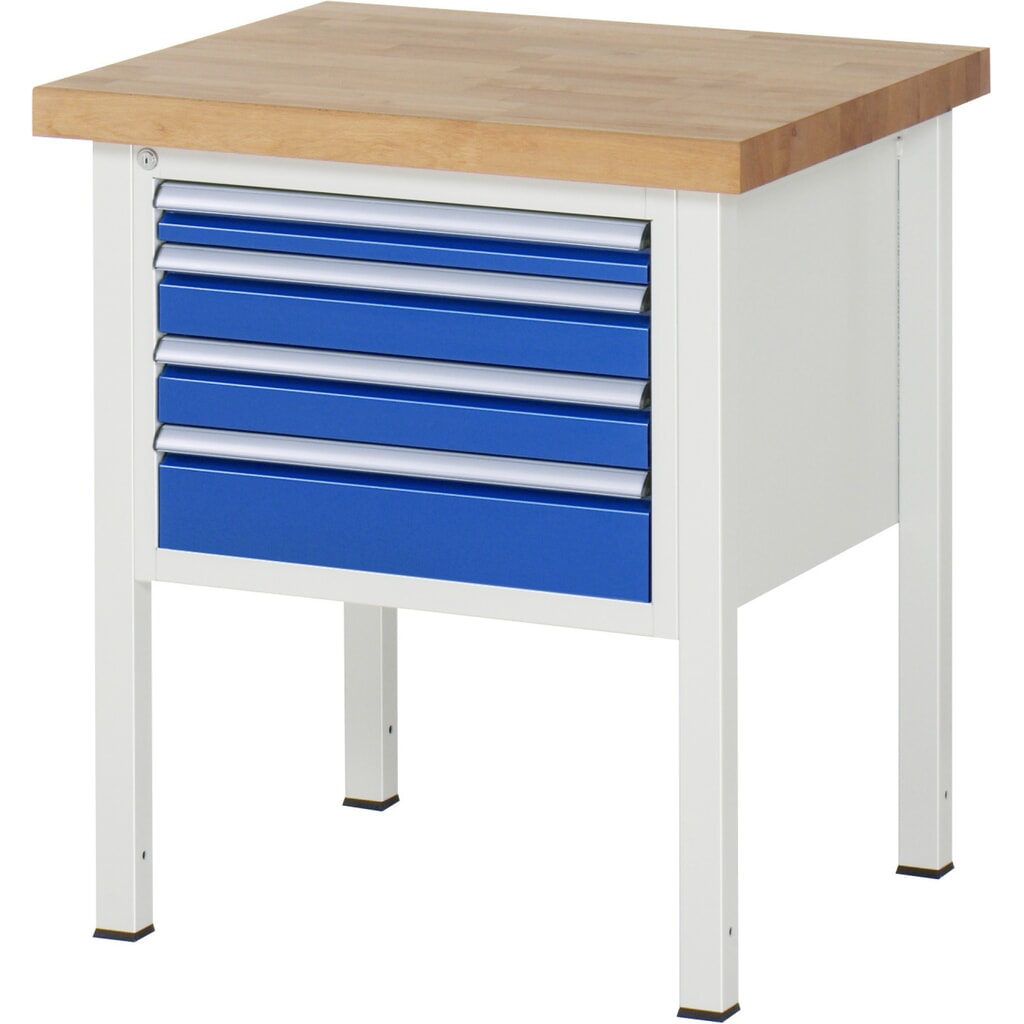 N° de l'image du produit 1 : RAU Établi série 8000, HxlxP 840-1 040 x 750 x 700 mm, 4 tiroirs extractibles à 90 % 1 x 60, 2 x 90, 1 x 120 mm, capacité de charge des tiroirs 100 kg