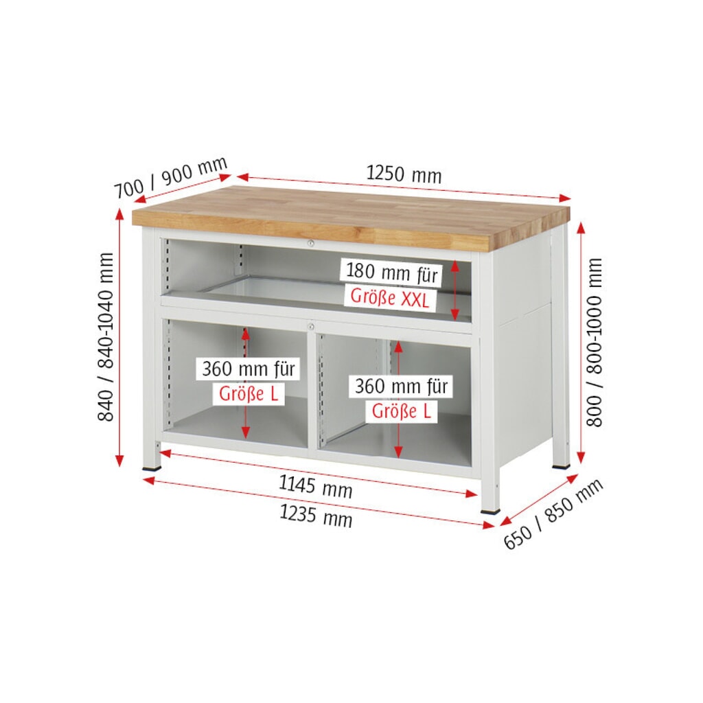 RAU Établi série 8000, 1 caisson triple, HxlxP 840 x 1 250 x 700 mm, 7 tiroirs extractibles à 90 % 4 x 90, 3 x 180 mm N° de l'image du produit 7 : RAU Établi série 8000, 1 caisson triple, HxlxP 840 x 1 250 x 700 mm, 7 tiroirs extractibles à 90 % 4 x 90, 3 x 180 mm