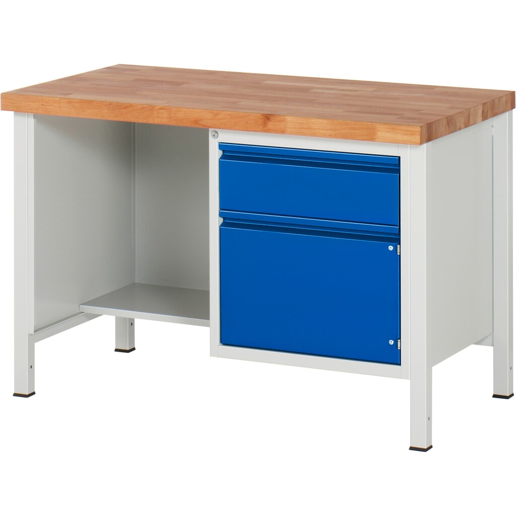 N° de l'image du produit 1 : RAU Établi série 8000, 1 tablette, 1 porte battante, HxlxP 840 x 1 250 x 700 mm, 1 tiroir