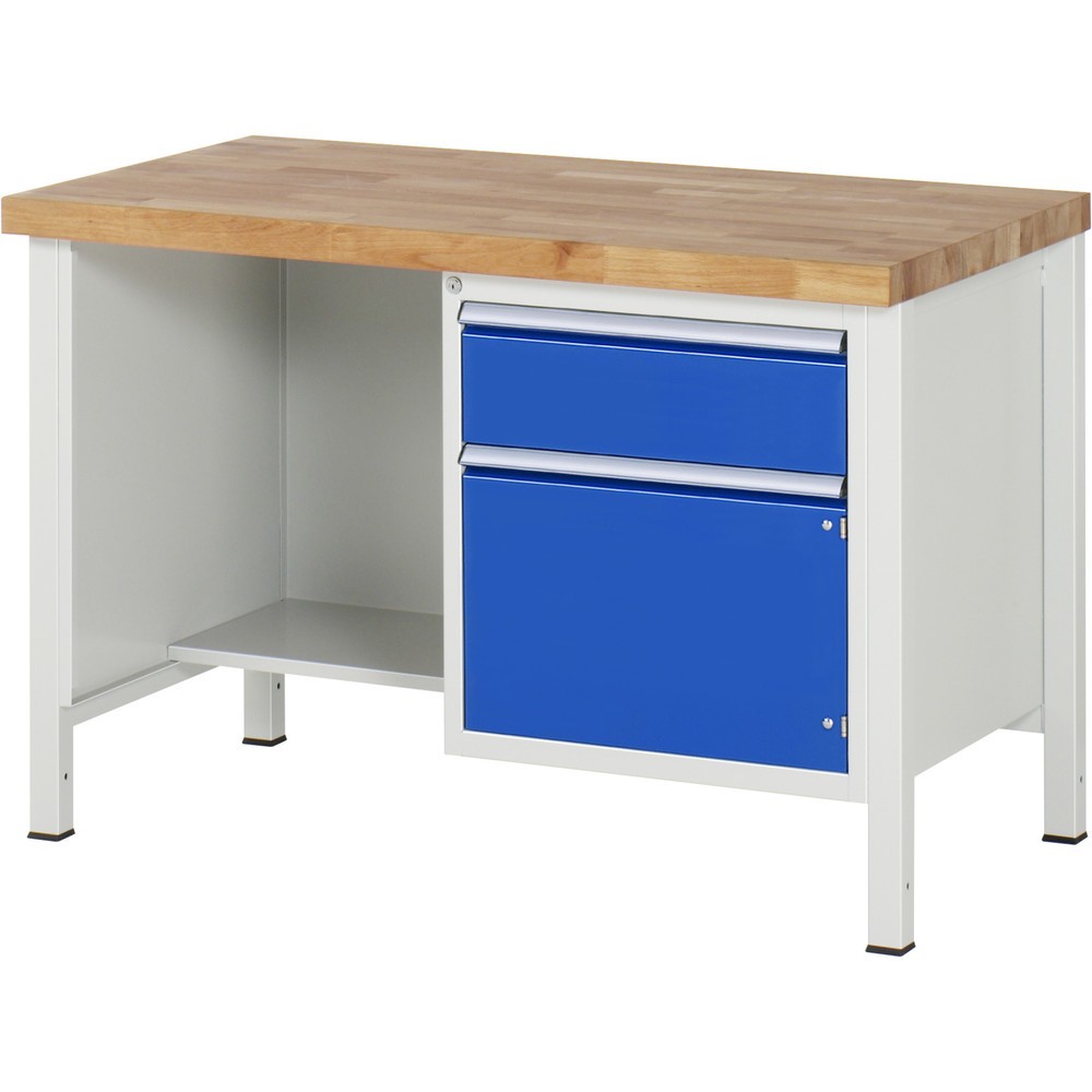 Numéro de l'image du produit 1: RAU Établi série 8000, 1 tablette, 1 porte battante, HxlxP 840 x 1 250 x 700 mm, 1 tiroir