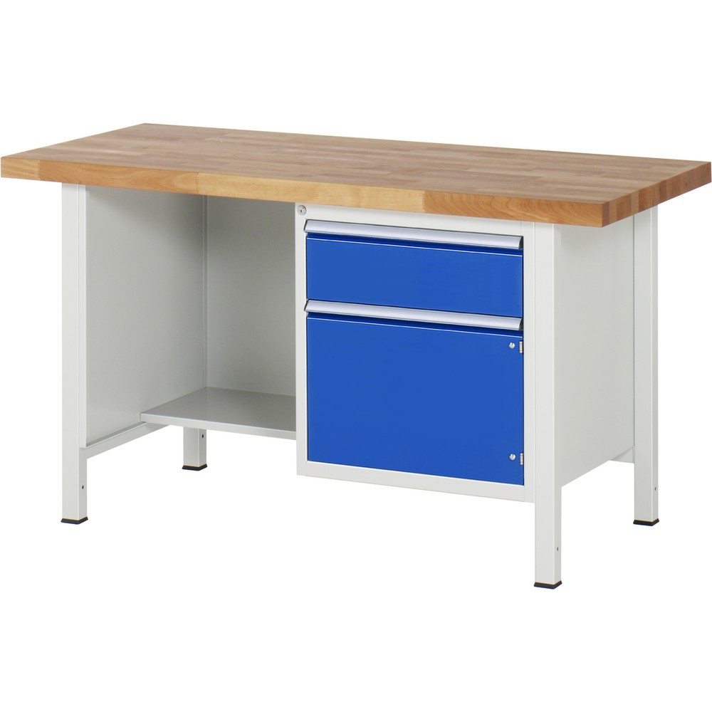 Numéro de l'image du produit 1: RAU Établi série 8000, 1 tablette, 1 porte battante, HxlxP 840-1 040 x 1 500 x 900 mm, 1 tiroir
