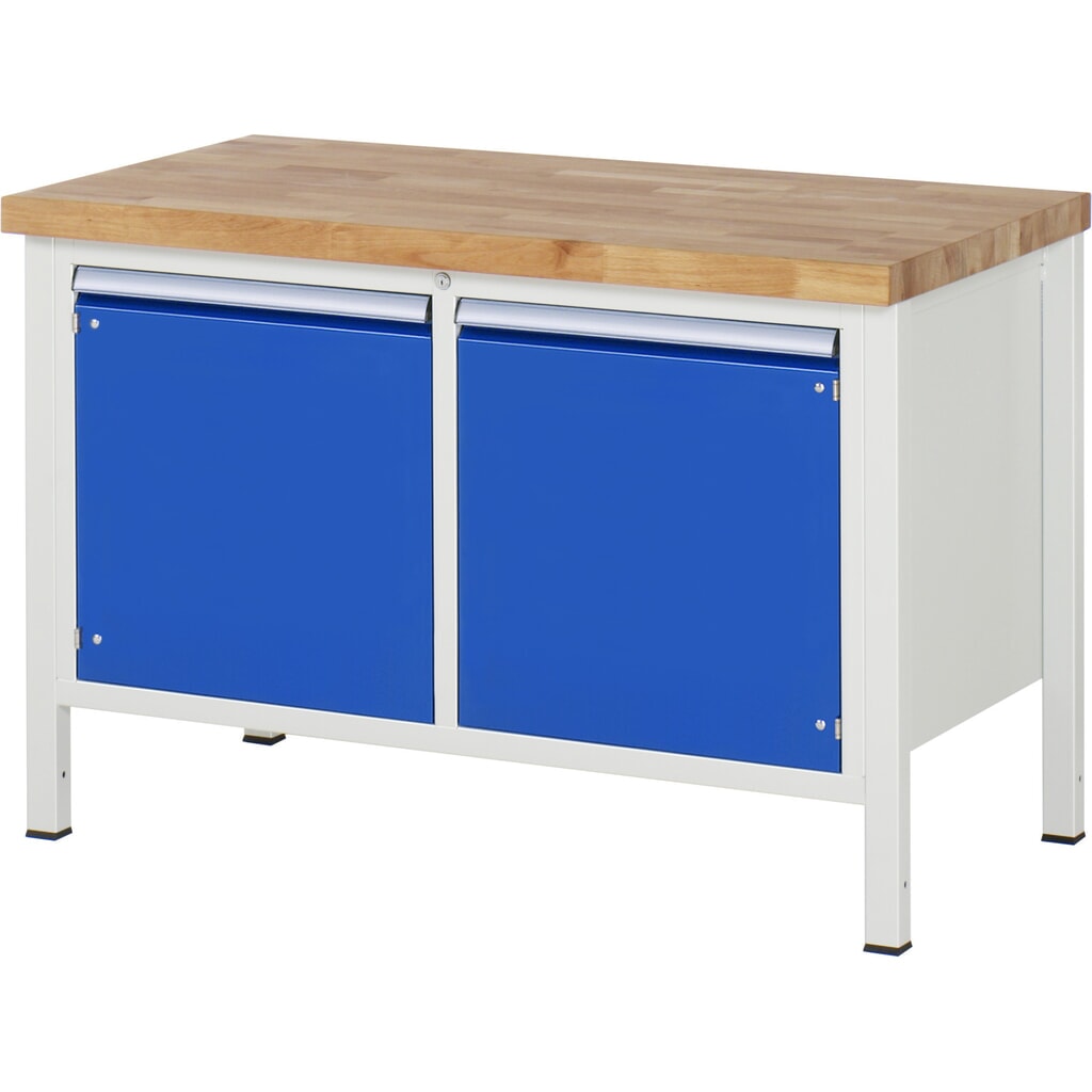 N° de l'image du produit 1 : RAU Établi série 8000, 1 double caisson, 2 portes battantes, HxlxP 840 x 1 250 x 700 mm