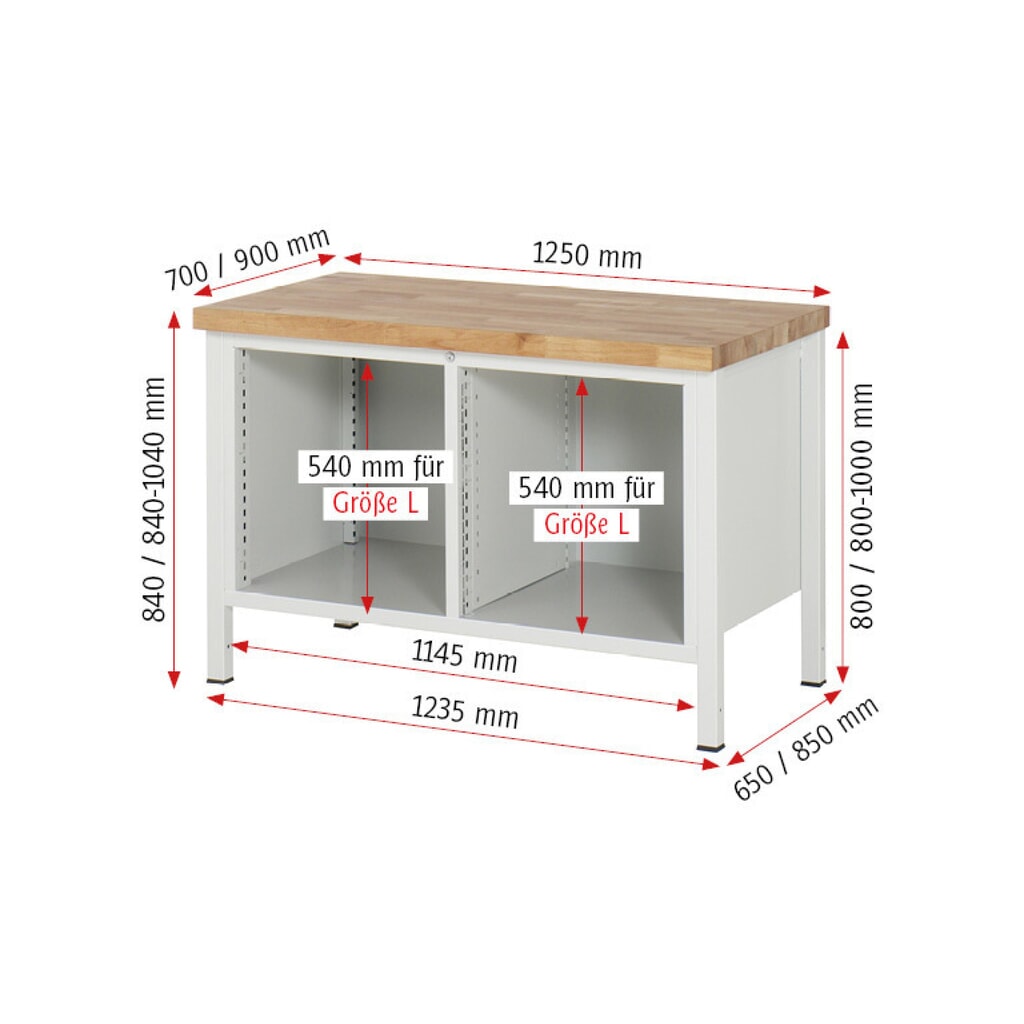 RAU Établi série 8000, 1 caisson double, HxlxP 840 x 1 250 x 700 mm, 4 tiroirs extractibles à 90 % N° de l'image du produit 5 : RAU Établi série 8000, 1 caisson double, HxlxP 840 x 1 250 x 700 mm, 4 tiroirs extractibles à 90 %