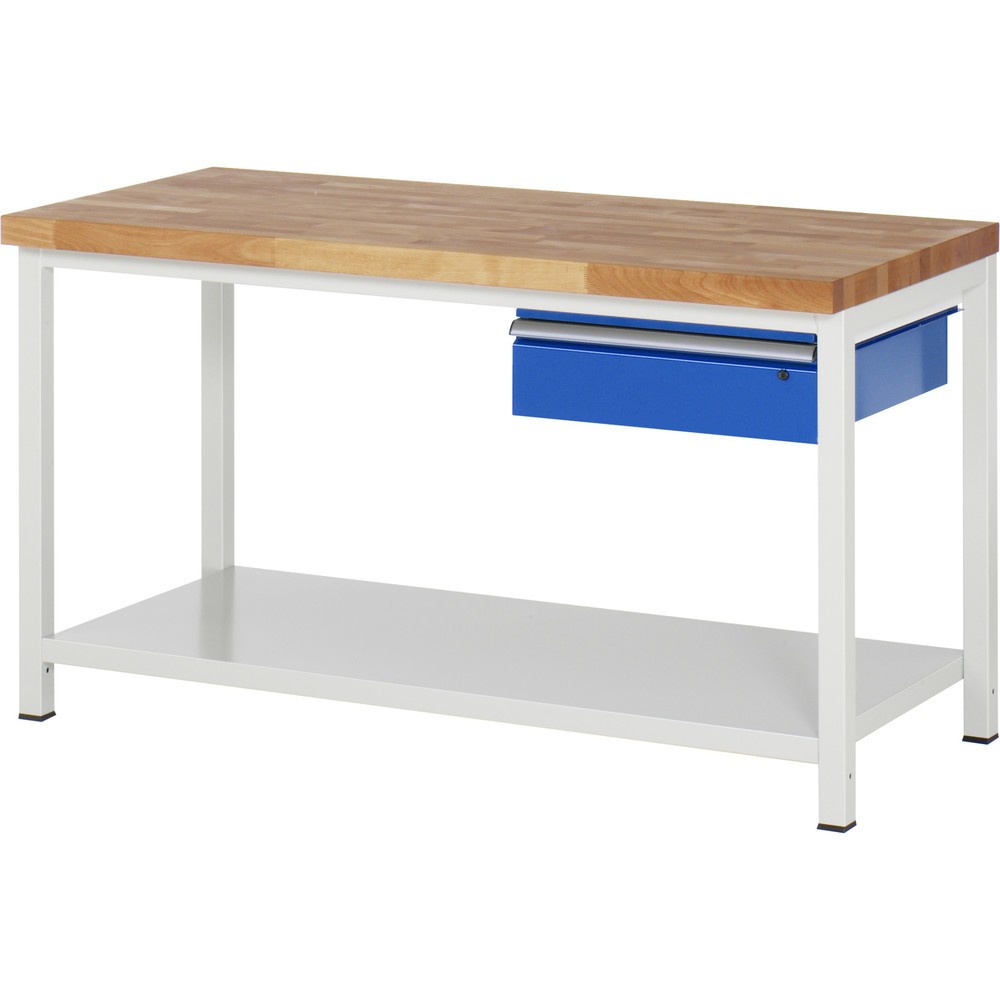 Numéro de l'image du produit 1: RAU Établi série 8000, HxlxP 840- 1 040 x 1 500 x 700 mm, 1 tiroir, 1 tablette profondeur 650 mm