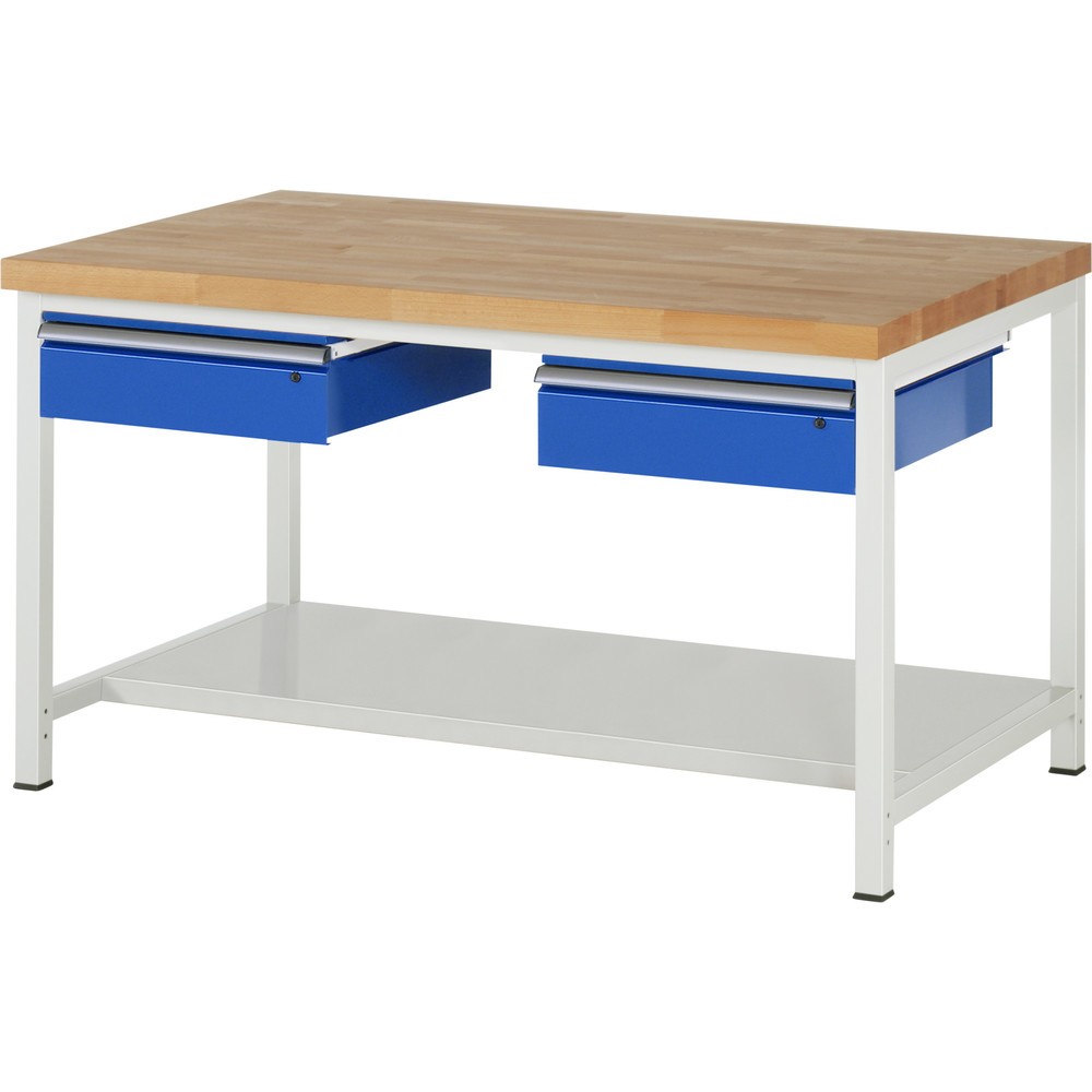 Numéro de l'image du produit 1: RAU Établi série 8000, HxlxP 840-1 040 x 1 500 x 900 mm, 2 tiroirs, 1 tablette profondeur 650 mm