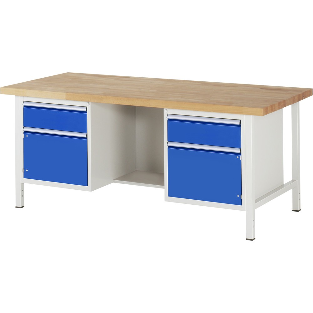 Numéro de l'image du produit 1: RAU Établi série 8000, 2 caissons, 1 porte battante, HxlxP 840 x 2 000 x 900 mm, 2 tiroirs