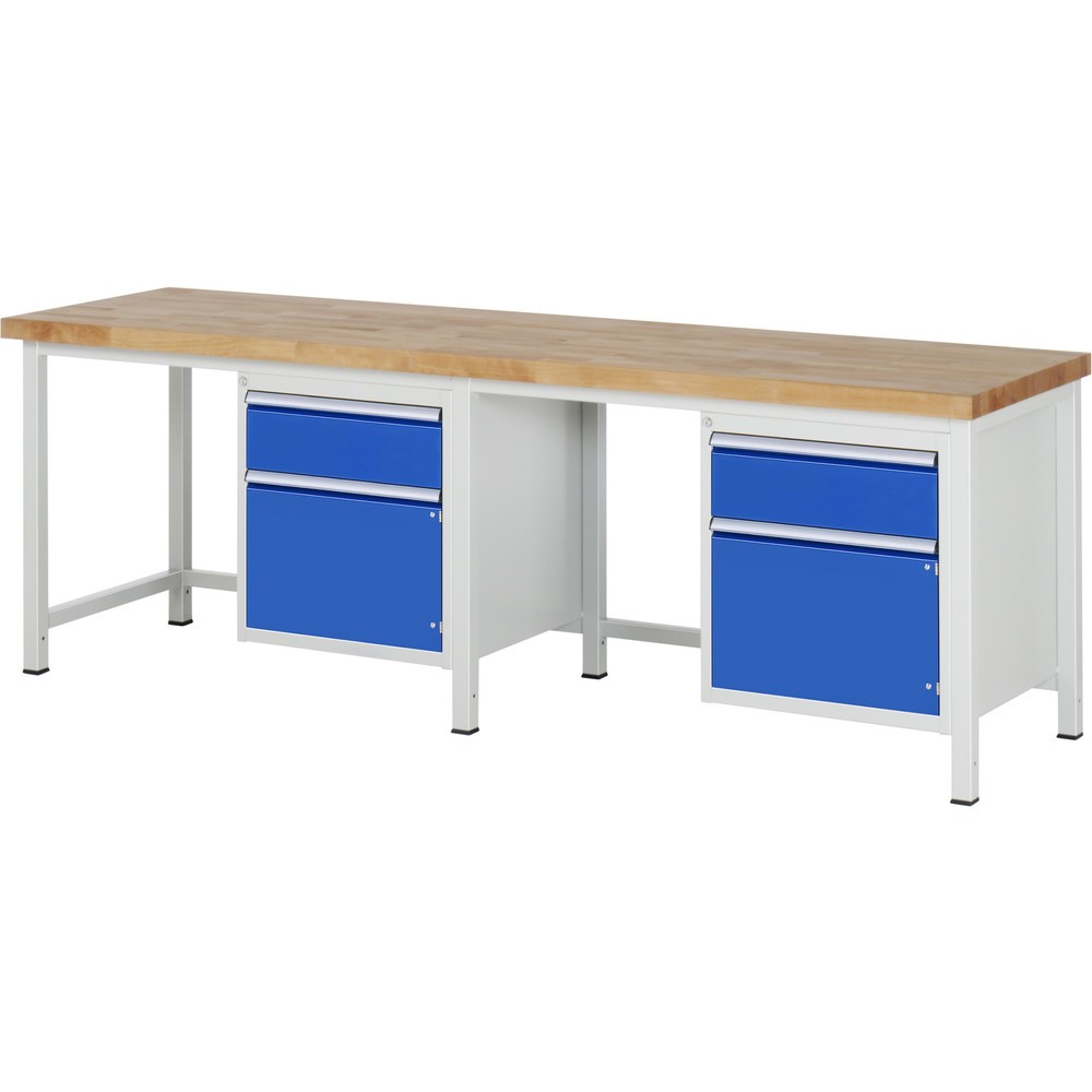 Numéro de l'image du produit 1: RAU Établi série 8000, 2 caissons, 1 porte battante, HxlxP 840-1 040 x 2 500 x 700 mm, 2 tiroirs
