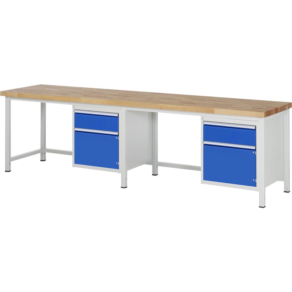 Illustration du produit: RAU Établi série 8000, 2 caissons, 1 porte battante, HxlxP 840 x 3 000 x 700 mm, 2 tiroirs