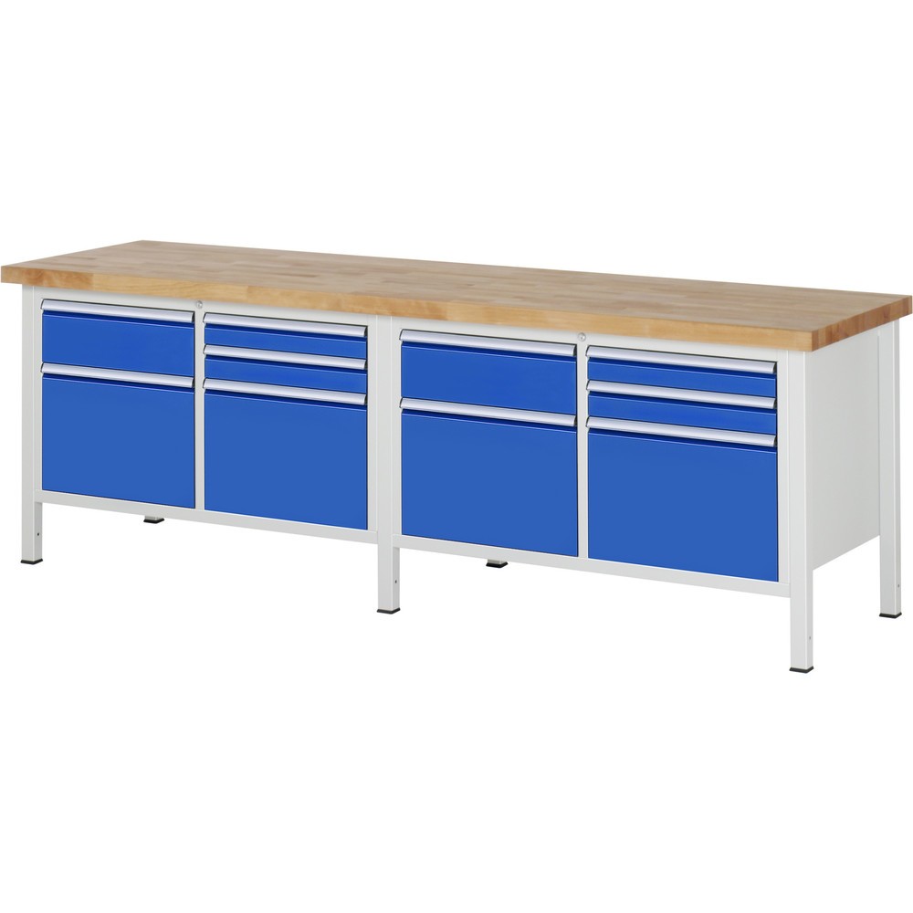 Illustration du produit: RAU Établi série 8000, 2 double caisson, HxlxP 840 x 2 500 x 700 mm, 10 tiroirs