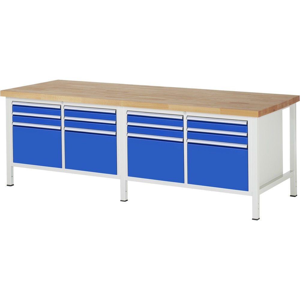 Numéro de l'image du produit 1: RAU Établi série 8000, 2 double caisson, HxlxP 840 x 2 500 x 900 mm, 12 tiroirs 8 x 90, 4 x 360 mm