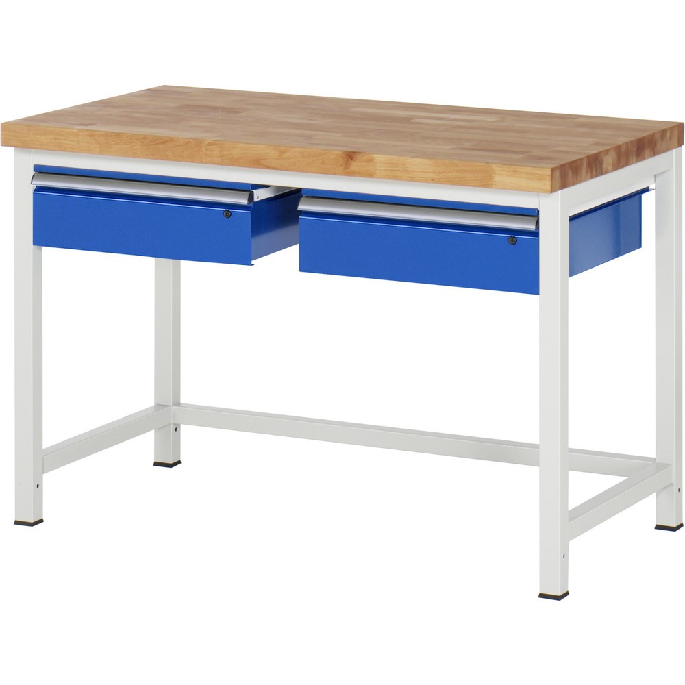 Illustration du produit: RAU Établi série 8000, HxlxP 840 x 1 250 x 700 mm, 2 tiroirs, capacité de charge des tiroirs 50 kg