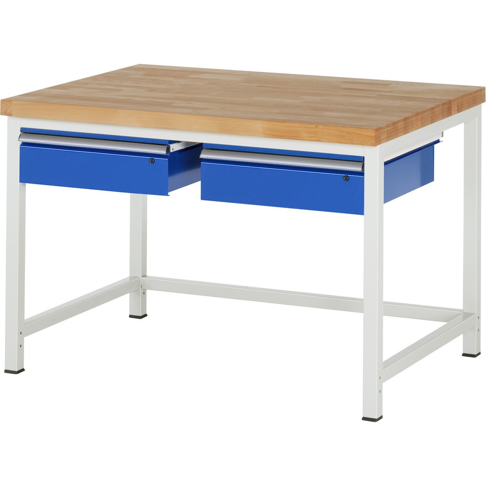 Illustration du produit: RAU Établi série 8000, HxlxP 840-1 040 x 1 250 x 900 mm, 2 tiroirs, tiroirs capacité de charge des tiroirs 50 kg