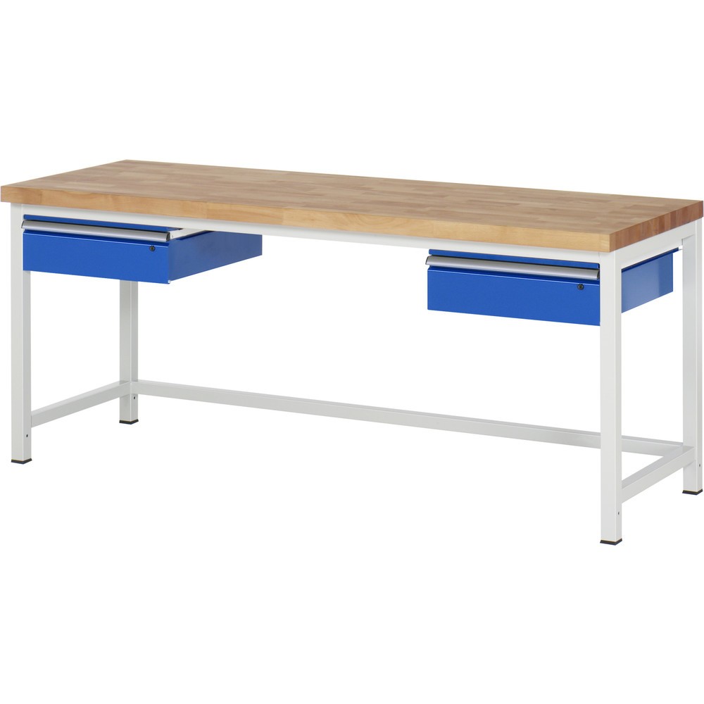 Illustration du produit: RAU Établi série 8000, HxlxP 840-1 040 x 2 000 x 700 mm, 2 tiroirs, tiroirs capacité de charge des tiroirs 50 kg
