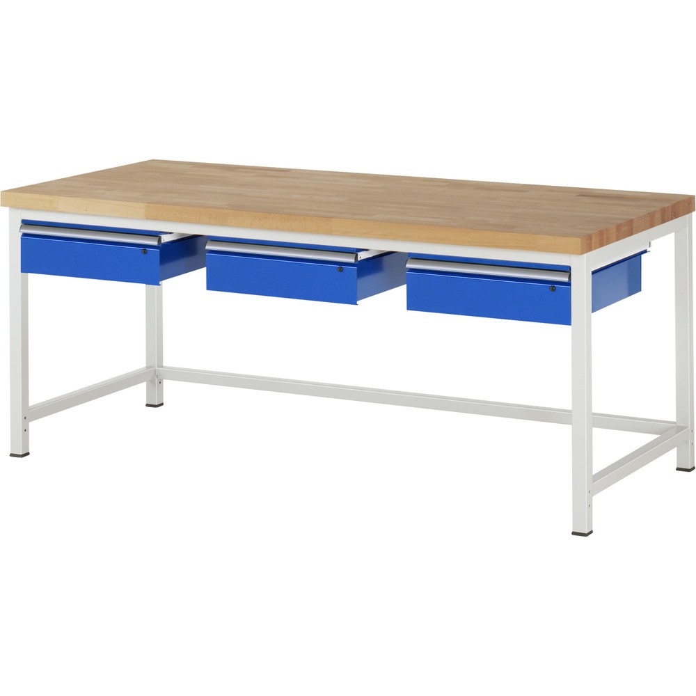 Illustration du produit: RAU Établi série 8000, HxlxP 840-1 040 x 2 000 x 900 mm, 3 tiroirs, tiroirs capacité de charge des tiroirs 50 kg