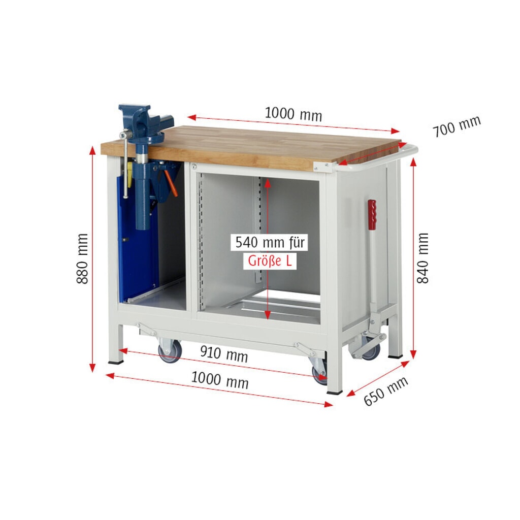 RAU Établi série 8000 avec rouleur abaissable, 2 caissons, HxlxP 880 x 1 000 x 700 mm, 5 tiroirs 2 x 90 mm, 3 x 120 mm N° de l'image du produit 15 : RAU Établi série 8000 avec rouleur abaissable, 2 caissons, HxlxP 880 x 1 000 x 700 mm, 5 tiroirs 2 x 90 mm, 3 x 120 mm
