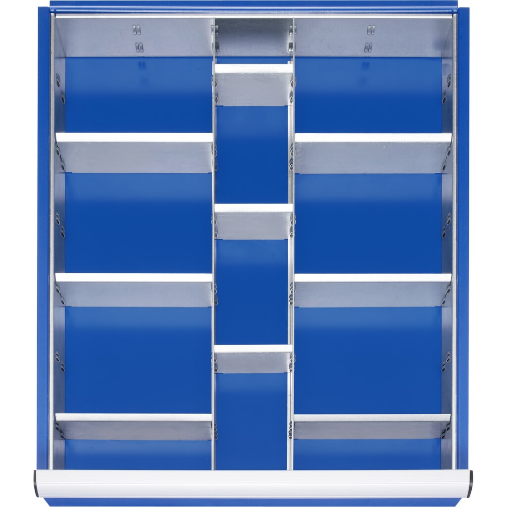 RAU Jeu de compartimentage pour tiroir, HxlxP 90 x 490 x 560 mm, avec jeu de 4 baguettes perforées et 2 parois de séparation, taille L pour hauteur de façade 120-150 mm Illustration du produit: RAU Jeu de compartimentage pour tiroir, HxlxP 90 x 490 x 560 mm, avec jeu de 4 baguettes perforées et 2 parois de séparation, taille L pour hauteur de façade 120-150 mm
