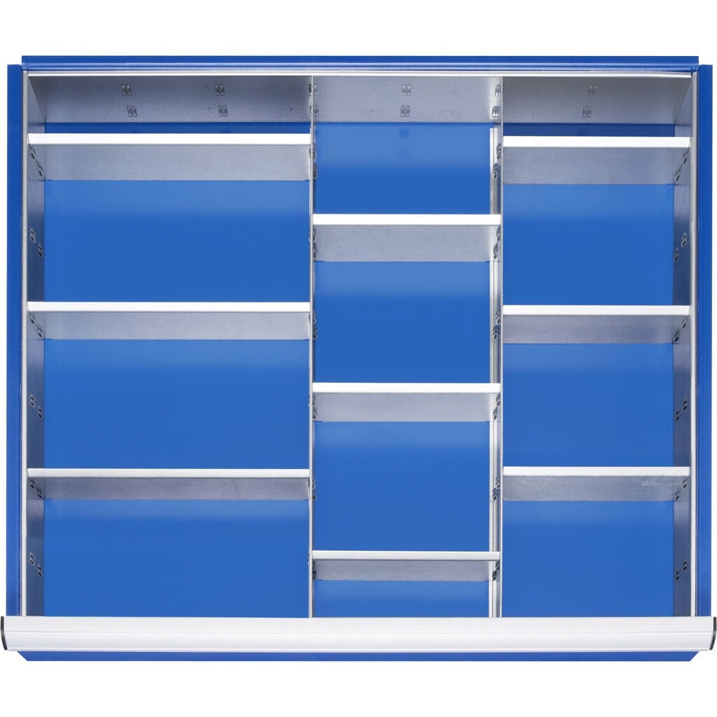 RAU Jeu de compartimentage pour tiroir, HxlxP 150 x 680 x 560 mm, avec jeu de 4 baguettes perforées et 2 parois de séparation, taille XL pour hauteur de façade 180-360 mm Illustration du produit: RAU Jeu de compartimentage pour tiroir, HxlxP 150 x 680 x 560 mm, avec jeu de 4 baguettes perforées et 2 parois de séparation, taille XL pour hauteur de façade 180-360 mm