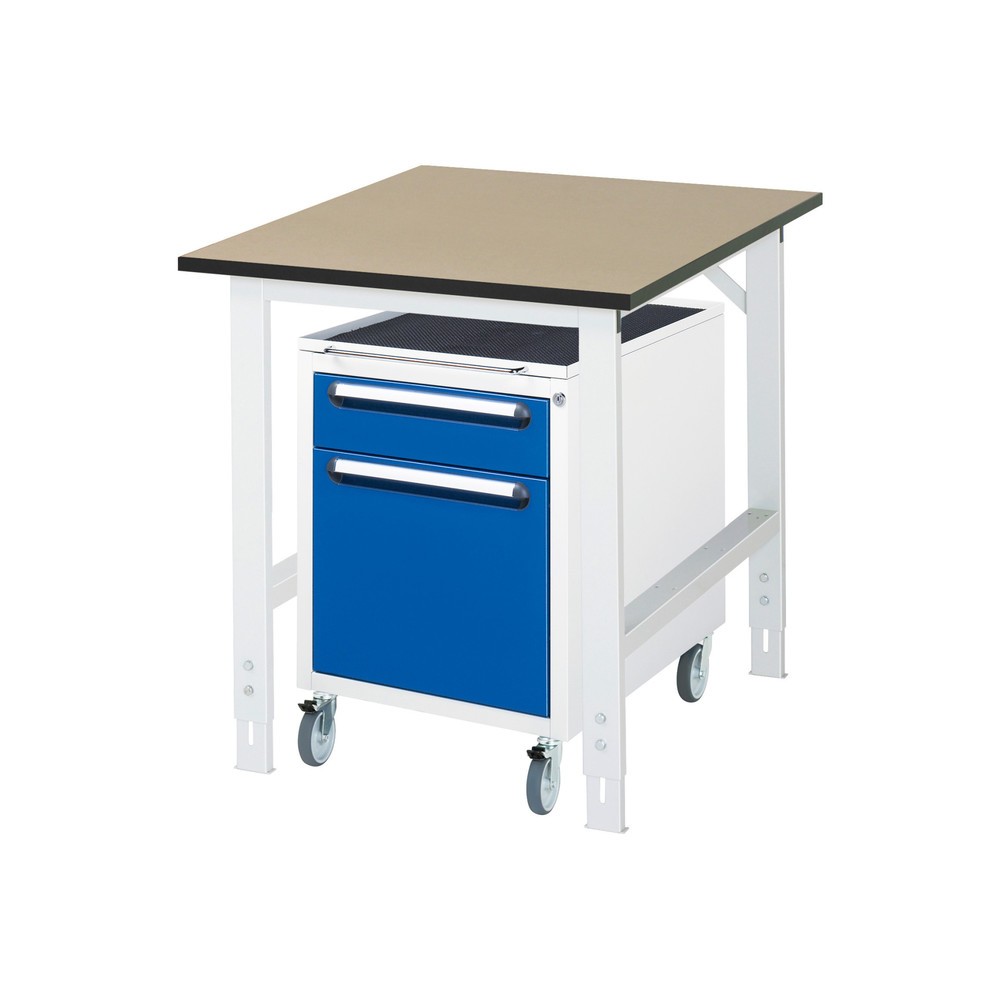 Numéro de l'image du produit 1: RAU Kit d'atelier TOM en 2 parties, avec établi, Hxlxp 760-1 080 x 750 x 1 000 mm, Plan de travail en MDF, incl. caisson à roulettes avec 2 tiroirs, HxlxP 690 x 480 x 600 mm