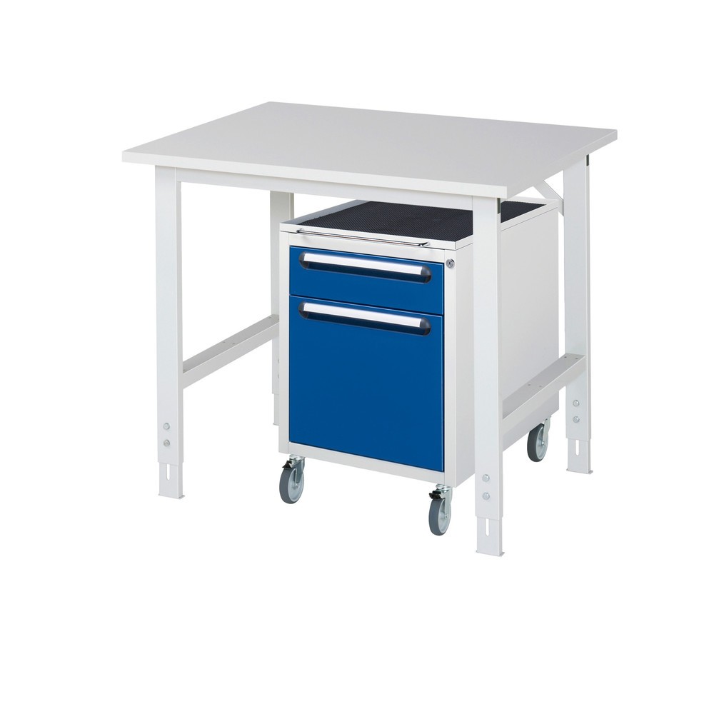 Numéro de l'image du produit 1: RAU Kit d'atelier TOM en 2 parties, avec table de travail, HxlxP 760-1 080 x 1 000 x 800 mm, plan de travail avec revêtement en mélamine, plus caisson à roulettes avec 2 tiroirs, HxlxP 690 x 480 x 600 mm