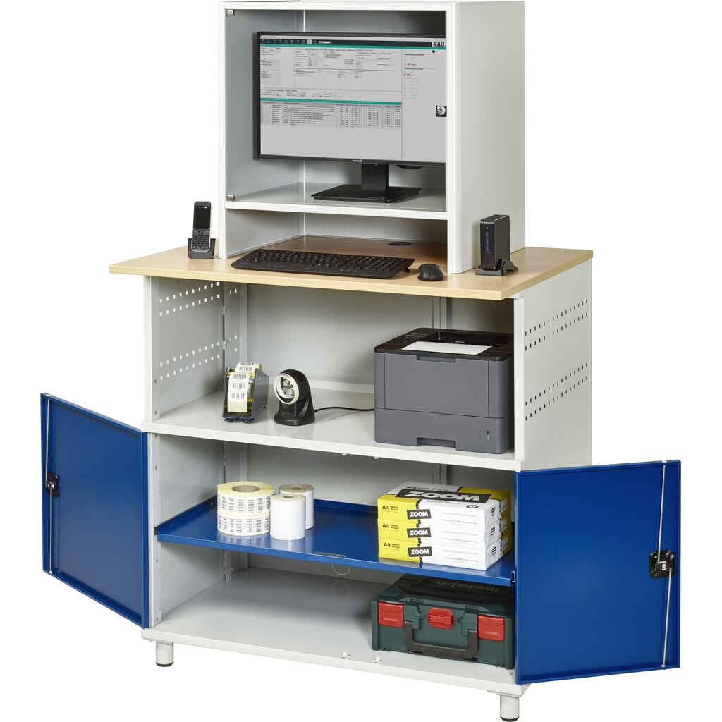 RAU Poste informatique avec boîtier d'écran, fixe N° de l'image du produit 1 : RAU Poste informatique avec boîtier d'écran, fixe