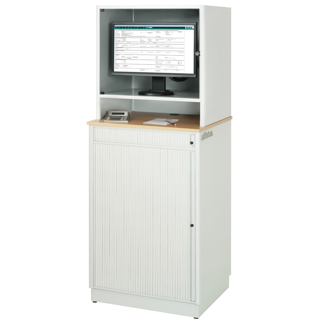 N° de l'image du produit 3 : RAU Poste informatique, porte-clavier coulissant, 1 tiroir, fixe