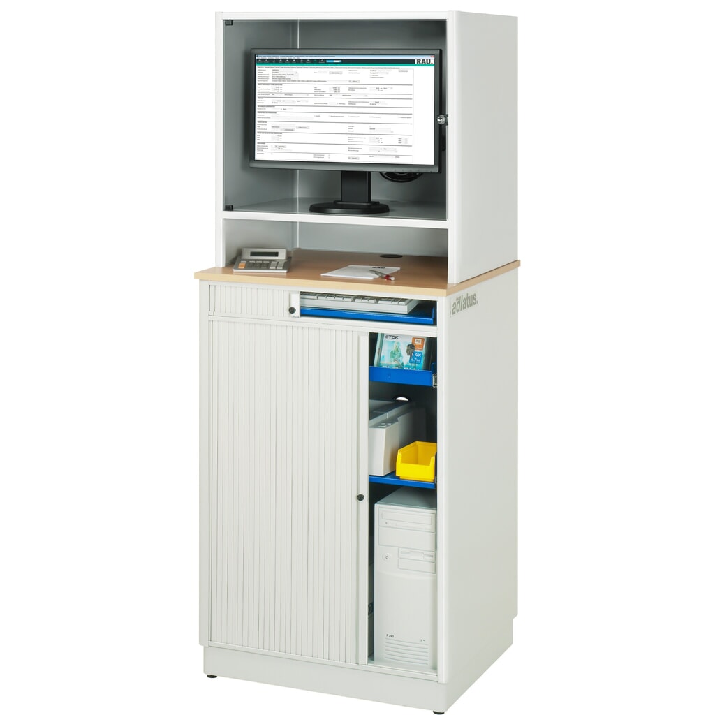 RAU Poste informatique, porte-clavier coulissant, 1 tiroir, fixe N° de l'image du produit 4 : RAU Poste informatique, porte-clavier coulissant, 1 tiroir, fixe